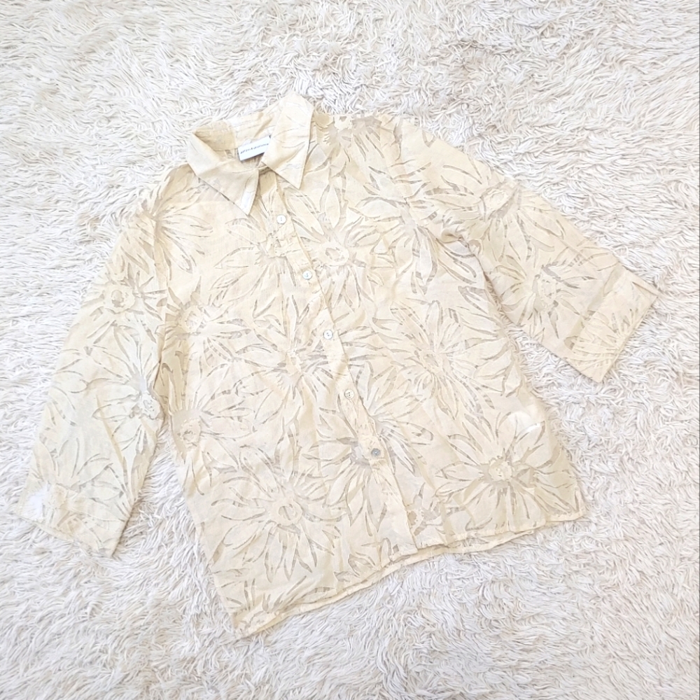 Alfred Dunner 10, Sheer Floral Mesh Button Up